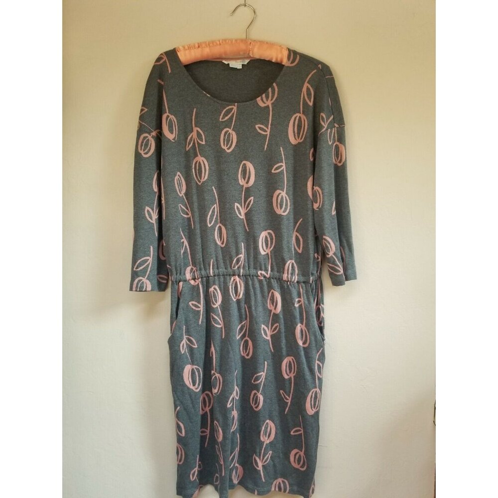 Boden Hettie Womens Sz 10 Scoop Neck Gray 34 Sleeve Skater Pullover Dress WH885